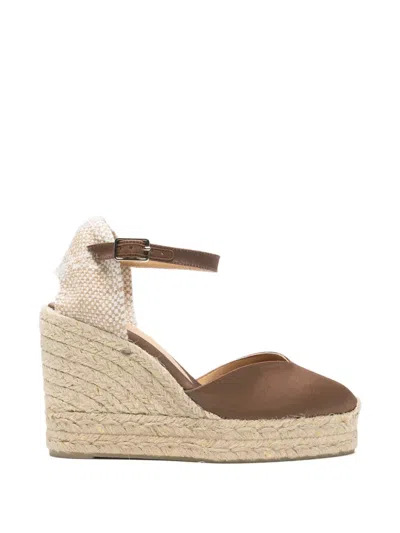 Castaã±er Ankle Strap Wedge Sandals In Brown