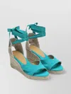 Castaã±er Aquamarine Wedge Heel Cross Strap Espadrilles