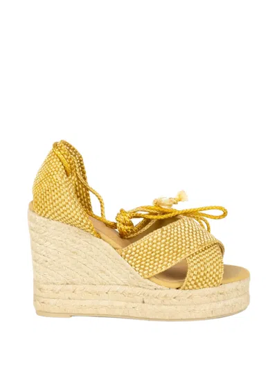 Castaã±er Becca Cotton Heeled Espadrilles In Gold