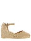 Castaã±er Beige Ankle-strap Wedges In Multi