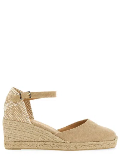 Castaã±er Beige Ankle-strap Wedges In Multi
