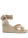 Castaã±er Beige Canvas Espadrille Wedges In Neutral