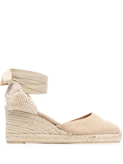 Castaã±er Beige Carina Wedges In Neutral