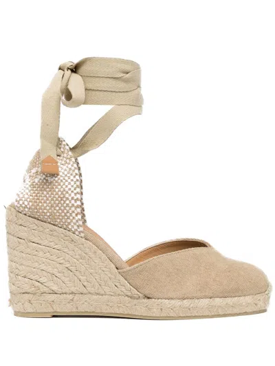 Castaã±er Beige Chiara Espadrille Wedges In Blue