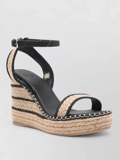 Castaã±er Bera Ankle Strap Espadrille Wedge Sandals In Black