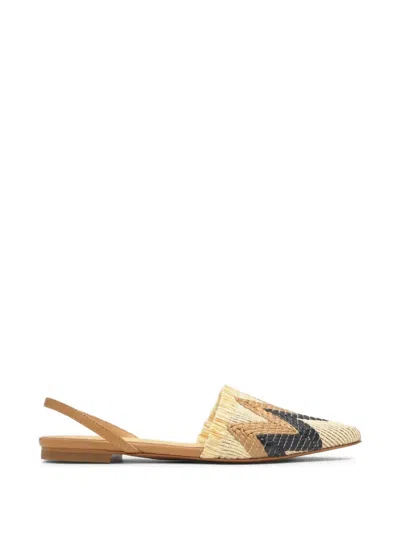 Castaã±er Berta Chevron-patterned Slingback Espadrilles In Brown