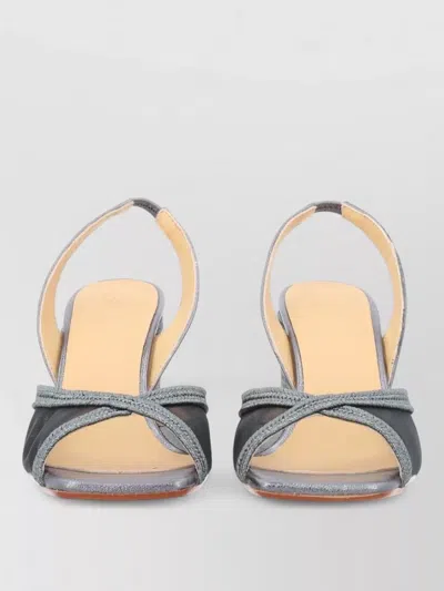 Castaã±er Betty Espadrille Slingback Block Heel Mesh In Gray