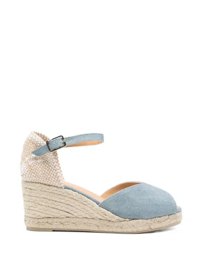 Castaã±er Light Blue Ankle Strap Wedge Espadrilles