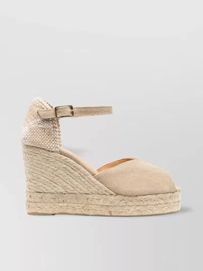 Castaã±er Bianca Raffia Wedge Espadrilles In Neutral