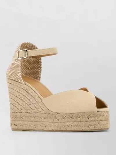 Castaã±er Bianca Wedge Heel Peep Toe Espadrilles In Black