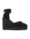 Castaã±er Black Ankle-strap Wedges In Black