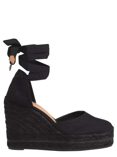 Castaã±er Black Carina Espadrille Sandals With Wedge Heel