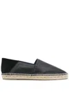 Castaã±er Black Leather Espadrilles In Black