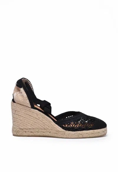 Castaã±er Black Rope Heel Canvas Espadrilles