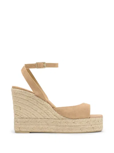 Castañer Blair Suede Wedge Sandals In Gold