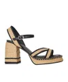 Castaã±er Block Heel Sandals In Multi