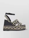 Castaã±er Braided Platform Sandals Wedge Heel In Black