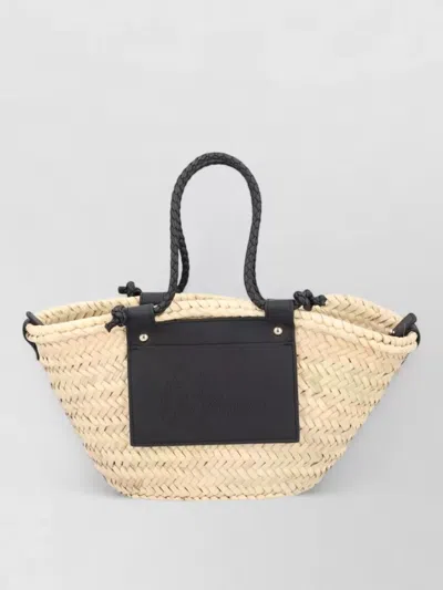 Castaã±er Braided Texture Shoulder Bag Dual Handles Strap In Neutral