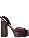 Castaã±er Brown Ankle Strap Heels In Burgundy