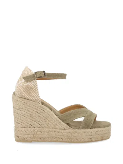 Castañer Bruna Ankle-strap Wedge Espadrilles In Green