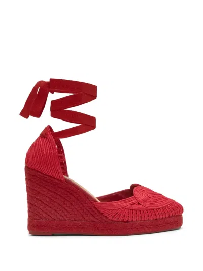 Castaã±er Cacia Heart-motif Wedge Espadrilles In Red