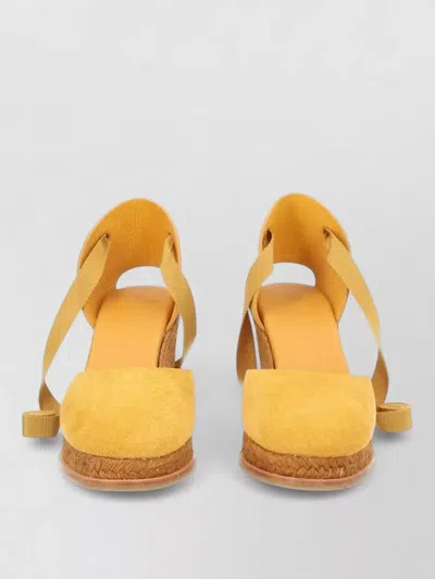 Castaã±er Camila Suede Espadrille Wedge Closed Toe In Yellow