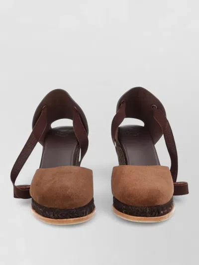 Castaã±er Camila Suede Espadrille Wedge Round Toe In Brown
