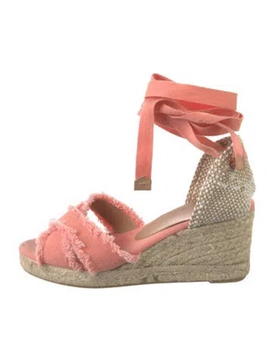 Pre-owned Castaã±er Canvas Braided Accents D'orsay Pumps In Pink