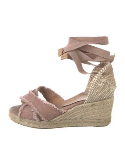 Pre-owned Castaã±er Canvas Braided Accents D'orsay Pumps In Purple