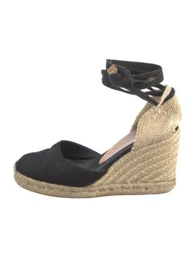 Pre-owned Castaã±er Canvas Braided Accents Pumps In Black