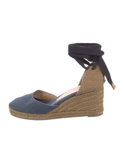 Pre-owned Castaã±er Canvas Colorblock Pattern D'orsay Flats In Gray