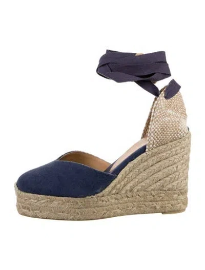 Pre-owned Castaã±er Canvas Colorblock Pattern D'orsay Pumps