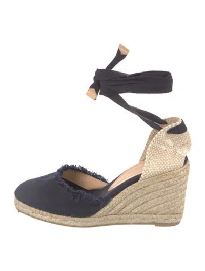 Pre-owned Castaã±er Canvas Colorblock Pattern D'orsay Pumps