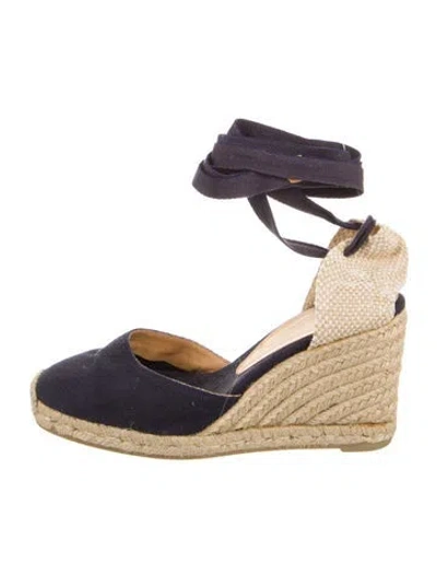 Pre-owned Castaã±er Canvas Colorblock Pattern D'orsay Pumps