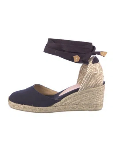 Pre-owned Castaã±er Canvas Colorblock Pattern D'orsay Pumps