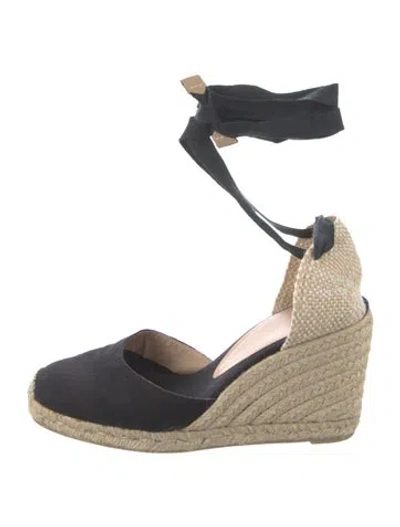 Pre-owned Castaã±er Canvas Colorblock Pattern D'orsay Pumps In Black