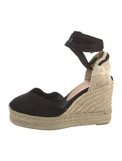 Pre-owned Castaã±er Canvas Colorblock Pattern D'orsay Pumps In Black