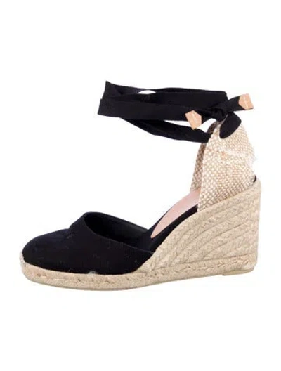 Pre-owned Castaã±er Canvas Colorblock Pattern D'orsay Pumps In Black