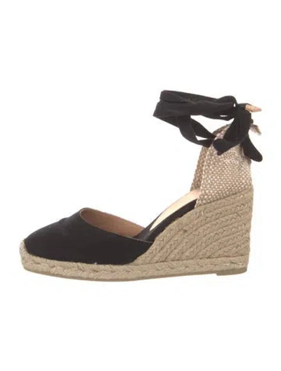 Pre-owned Castaã±er Canvas Colorblock Pattern D'orsay Pumps In Black