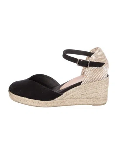 Pre-owned Castaã±er Canvas Colorblock Pattern D'orsay Pumps In Black