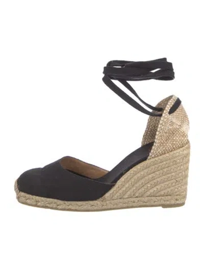 Pre-owned Castaã±er Canvas Colorblock Pattern D'orsay Pumps In Black