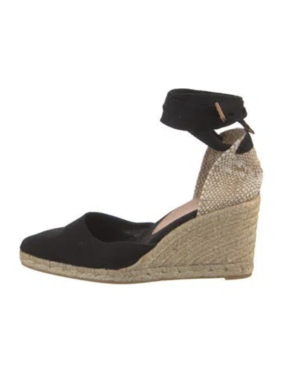 Pre-owned Castaã±er Canvas Colorblock Pattern D'orsay Pumps In Black
