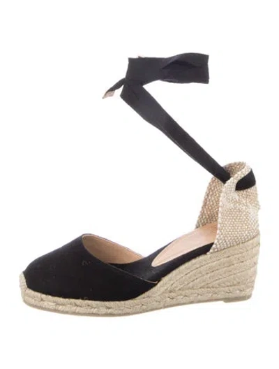 Pre-owned Castaã±er Canvas Colorblock Pattern D'orsay Pumps In Black