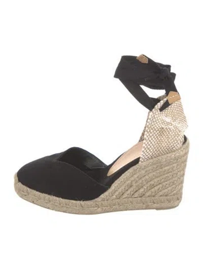 Pre-owned Castaã±er Canvas Colorblock Pattern D'orsay Pumps In Black
