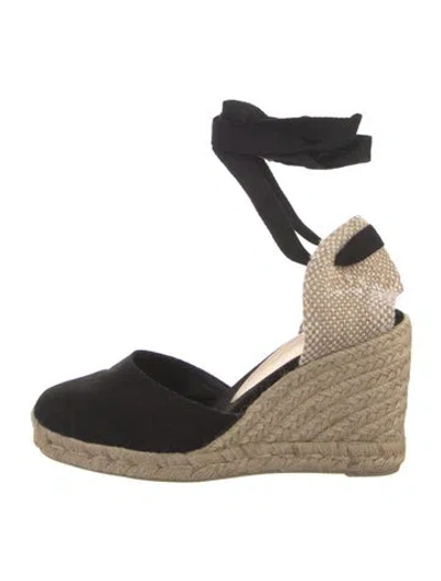 Pre-owned Castaã±er Canvas Colorblock Pattern D'orsay Pumps In Black