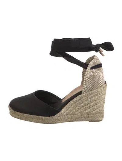 Pre-owned Castaã±er Canvas Colorblock Pattern D'orsay Pumps In Black