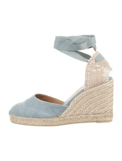 Pre-owned Castaã±er Canvas Colorblock Pattern D'orsay Pumps In Blue