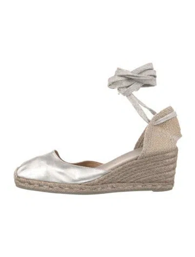 Pre-owned Castaã±er Canvas Colorblock Pattern D'orsay Pumps In Gold