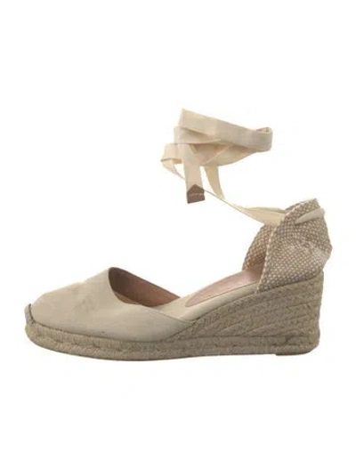 Pre-owned Castaã±er Canvas Colorblock Pattern D'orsay Pumps In Neutral