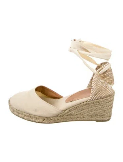 Pre-owned Castaã±er Canvas Colorblock Pattern D'orsay Pumps In Neutral